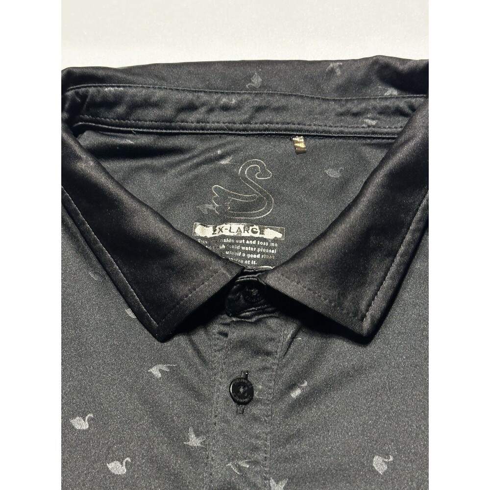 Swannies Golf Polo Shirt Performance Swan Bird All Over Print Eagle Crest Logo - Picture 4 of 9